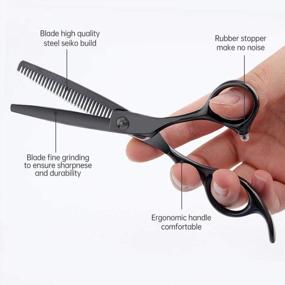 img 3 attached to Premium Hair Cutting Scissors Set With Thinning Scissors - Black Professional Hairdressing Shears Set For Texturizing And Barbering At Salon, Home Or Pro Use