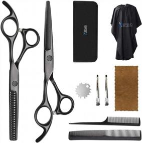 img 4 attached to Premium Hair Cutting Scissors Set With Thinning Scissors - Black Professional Hairdressing Shears Set For Texturizing And Barbering At Salon, Home Or Pro Use