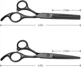 img 2 attached to Premium Hair Cutting Scissors Set With Thinning Scissors - Black Professional Hairdressing Shears Set For Texturizing And Barbering At Salon, Home Or Pro Use