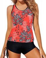 yonique 3 piece tankini swimsuits for women swim tank top bathing suits with boy shorts and bra athletic swimwear logo