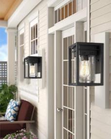 img 1 attached to Osimir Outdoor Wall Sconce 2 Pack, Modern 1-Light Outdoor Wall Lighting Fixtures In Black Finish With Bubble Glass Lamp Shade, Outdoor Patio Porch Wall Mount Light 2103-1W-2PK