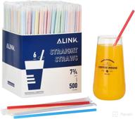 🍹 alink 500-pack assorted colored plastic disposable drinking straws - individually wrapped straight party straws (7.75" x 0.23") - wide range of colors logo