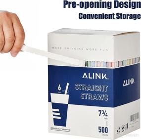 img 2 attached to 🍹 ALINK 500-Pack Assorted Colored Plastic Disposable Drinking Straws - Individually Wrapped Straight Party Straws (7.75" x 0.23") - Wide Range of Colors