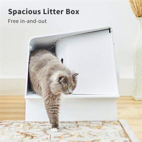 img 3 attached to 🐱 White Villa PETKIT Cat Litter Box with Litter Scoop, Low Entry, LED Light, Ventilation - Ideal for Cats Under 18lbs