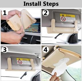 img 1 attached to Car Tissue Holder 2-Pack - Sun Visor Napkin Box PU Leather Backseat Purse Case For Car (Black, Beige)