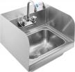 gridmann commercial nsf stainless steel sink with faucet & side splashes - wall mount hand washing basin logo