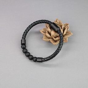 img 2 attached to Leather And Stone Beaded Bracelet For Men And Women By AMORWING