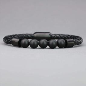 img 1 attached to Leather And Stone Beaded Bracelet For Men And Women By AMORWING