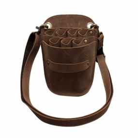img 4 attached to Leather Cowhide Scissors Pouch Holster Bag For Hair Stylist Barber Hairdressing Shears Comb Waist Shoulder Belt (Brown)