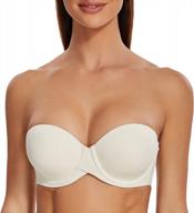 meleneca women's stay put padded cup with lift underwire push up strapless bras logo