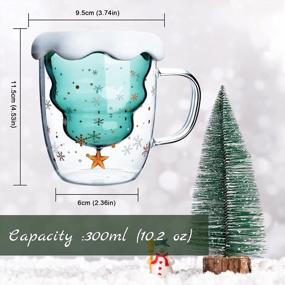 img 2 attached to 2 Pack Christmas Tree Double Walled Glass Mugs With Snowflake Lid - Hot Cocoa, Ice Water, Soda & Coffee Cups - Perfect Gift For Family & Friends.