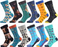 fancy novelty dress socks for men - cool and colorful combed cotton crew socks pack with fun designs by wecibor logo