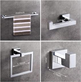img 3 attached to LUCKUP 4 Piece Bathroom Hardware Set - Wall Mounted Square Towel Bar Set In Polished Chrome, Made From Heavy Duty SUS304 Stainless Steel Bath Accessories For Superior Durability.