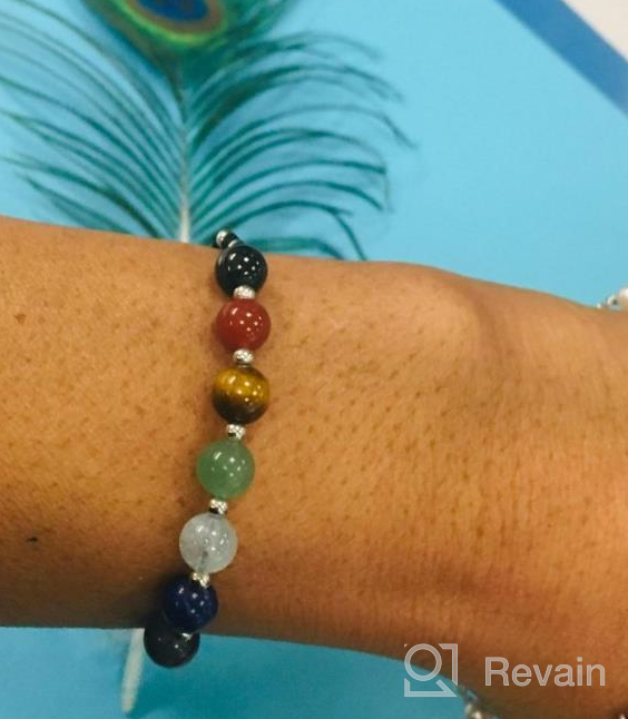 img 1 attached to 🌈 Adjustable Natural Gemstone Chakra Bracelet with Silver Spacers and Nylon Cord - 6mm Beads, 5"-6.5" for Women/Girls/Children | Cherry Tree Collection review by Robert Sample