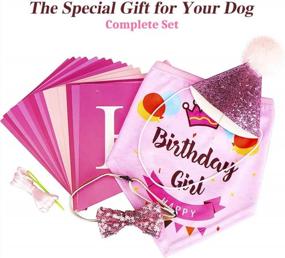 img 3 attached to Girl Dog Birthday Bandana Hat & Banner Outfit Costume Party Supplies - 4 Pcs Puppy Pink