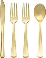 premium gold plastic silverware set for parties - 160 pcs disposable cutlery kit with 80 gold forks, 40 gold spoons, 40 gold knives logo