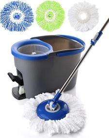 img 4 attached to Simpli-Magic 79229 Spin Mop Bundle with 3 Mop Heads - Regular Size, Blue/Grey