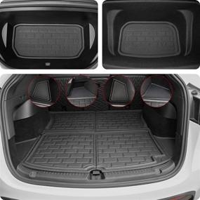 img 1 attached to 🚗 BASENOR Tesla Model Y Floor Mats All-Weather 3D Full Set Liners | Anti-Slip & Waterproof Frunk & Trunk Mat Accessories | Compatible with 5 Seat Model Y | 10PCS