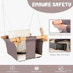 img 3 attached to 👶 Baby Swing Outdoor Indoor Toddler Swing Seat – Safe & Durable Canvas Hanging Swings for Babies – Great Gift for Boys, Girls, and Kids