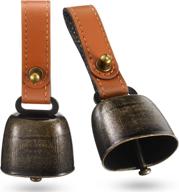 🔔 hotop 2-piece metal bells: cat & dog collar bell set - trackers, grazing copper bells, noise makers, choker leather strap - perfect for pet training, christmas & new year logo