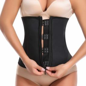 img 4 attached to Get Fit With KIWI RATA'S Women Latex Workout Waist Trainer - X-Shape Faja Trimmer Belt With Double Straps