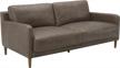 72" gray leather sofa couch w/ wood feet - amazon brand rivet modern deep logo