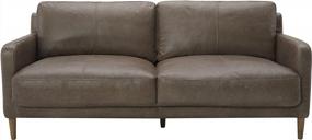 img 3 attached to 72" Gray Leather Sofa Couch W/ Wood Feet - Amazon Brand Rivet Modern Deep