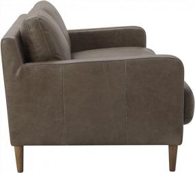 img 2 attached to 72" Gray Leather Sofa Couch W/ Wood Feet - Amazon Brand Rivet Modern Deep