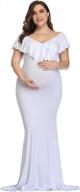 elegant ruffled maternity maxi dress for photoshoot - stretchy and slim-fit maternity gown logo