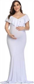 img 4 attached to Elegant Ruffled Maternity Maxi Dress For Photoshoot - Stretchy And Slim-Fit Maternity Gown