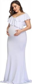 img 3 attached to Elegant Ruffled Maternity Maxi Dress For Photoshoot - Stretchy And Slim-Fit Maternity Gown