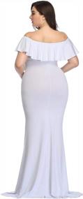 img 1 attached to Elegant Ruffled Maternity Maxi Dress For Photoshoot - Stretchy And Slim-Fit Maternity Gown