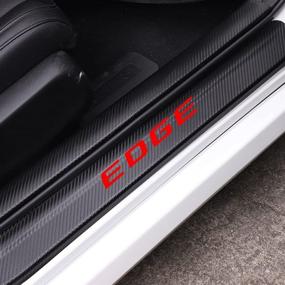 img 1 attached to JEYODA Carbon Fiber Vinyl Sticker Car Door Sill Protector Scuff Plate Door Entry Guard For Ford EDGE Car Accessories(Red)