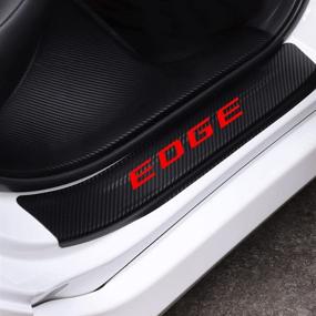 img 4 attached to JEYODA Carbon Fiber Vinyl Sticker Car Door Sill Protector Scuff Plate Door Entry Guard For Ford EDGE Car Accessories(Red)