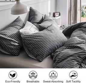 img 2 attached to Luxurious Lirex 2 Pack Pillowcases In 100% Cotton, 400 Thread For Breathable Comfort - Grey Stripe Queen Size, 20X30 Inch