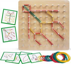 img 4 attached to Engage Your Child'S Mind With Kizh Wooden Geoboard - A Montessori Educational Toy For STEM Learning