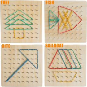 img 1 attached to Engage Your Child'S Mind With Kizh Wooden Geoboard - A Montessori Educational Toy For STEM Learning