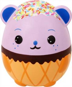 img 4 attached to Anboor Jumbo Panda Egg Squishy Toy: Slow Rising, Creamy Candy Ice Cream Shapes, Scented Kawaii Animal Figurine For Collectors - 5.5 Inches, 1 Piece