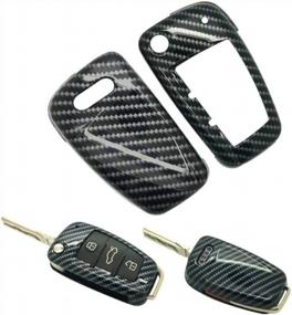 img 4 attached to Углеродное глянцевое волокно Smart Remote Keyless Entry Color Shell Key Case Cover для Audi A3 A4 A6 A8 TT Q7 S6 Складной ключ с лезвием