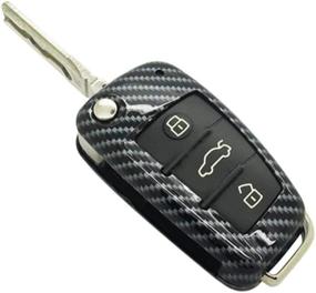 img 2 attached to Углеродное глянцевое волокно Smart Remote Keyless Entry Color Shell Key Case Cover для Audi A3 A4 A6 A8 TT Q7 S6 Складной ключ с лезвием