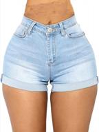 women's stretchy denim shorts juniors summer casual jeans body enhancing short cut logo