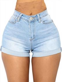 img 4 attached to Женские эластичные джинсовые шорты для юниоров, летние повседневные джинсы, улучшающие фигуру, короткая стрижка