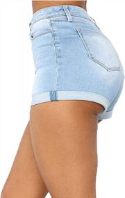 img 3 attached to Женские эластичные джинсовые шорты для юниоров, летние повседневные джинсы, улучшающие фигуру, короткая стрижка
