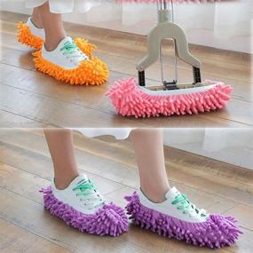 img 3 attached to ICEN 10Pcs Mop Slippers Shoes Cover: Soft, Washable & Reusable Microfiber Dust Mops for Hair Cleaning in House, Office, Bathroom & Kitchen