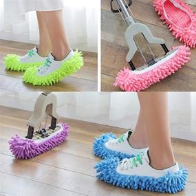 img 2 attached to ICEN 10Pcs Mop Slippers Shoes Cover: Soft, Washable & Reusable Microfiber Dust Mops for Hair Cleaning in House, Office, Bathroom & Kitchen