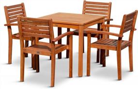 img 2 attached to Leadville Square 5-Piece Eucalyptus Outdoor Dining Set With Natural Oil Finish - DTY Living