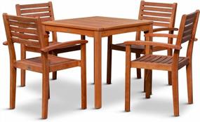 img 4 attached to Leadville Square 5-Piece Eucalyptus Outdoor Dining Set With Natural Oil Finish - DTY Living