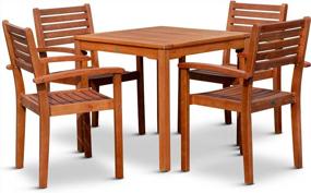 img 3 attached to Leadville Square 5-Piece Eucalyptus Outdoor Dining Set With Natural Oil Finish - DTY Living