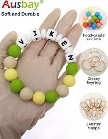 img 2 attached to Stay Stylish And Organized With Ausbay'S Silicone Beaded Keychain Bracelet For Women (Macaron)