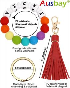 img 3 attached to Оставайтесь стильными и организованными с браслетом-цепочкой для ключей из силиконового бисера Ausbay для женщин (Macaron)